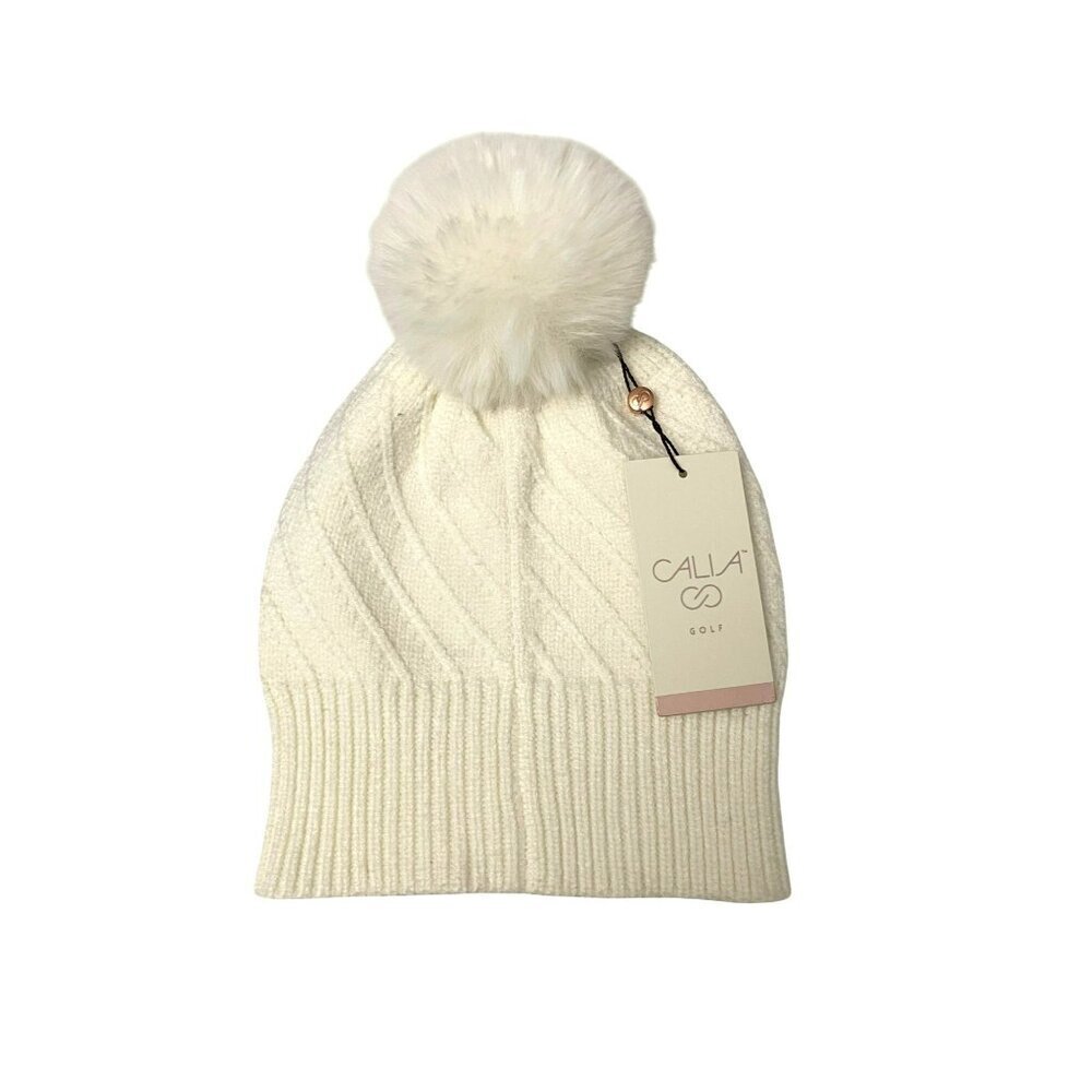 Calia Cream Pom Winter Soft Hat NWT